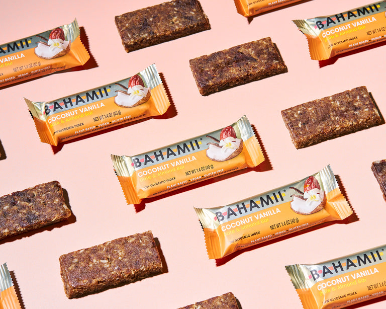 Bahami coconut vanilla date almond bar vegan gluten free snack